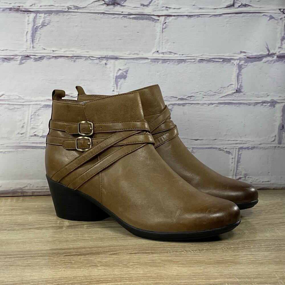 Dansko Roberta Brown Leather Ankle Boots Women's 40 US 9.5-10 Buckle Heel